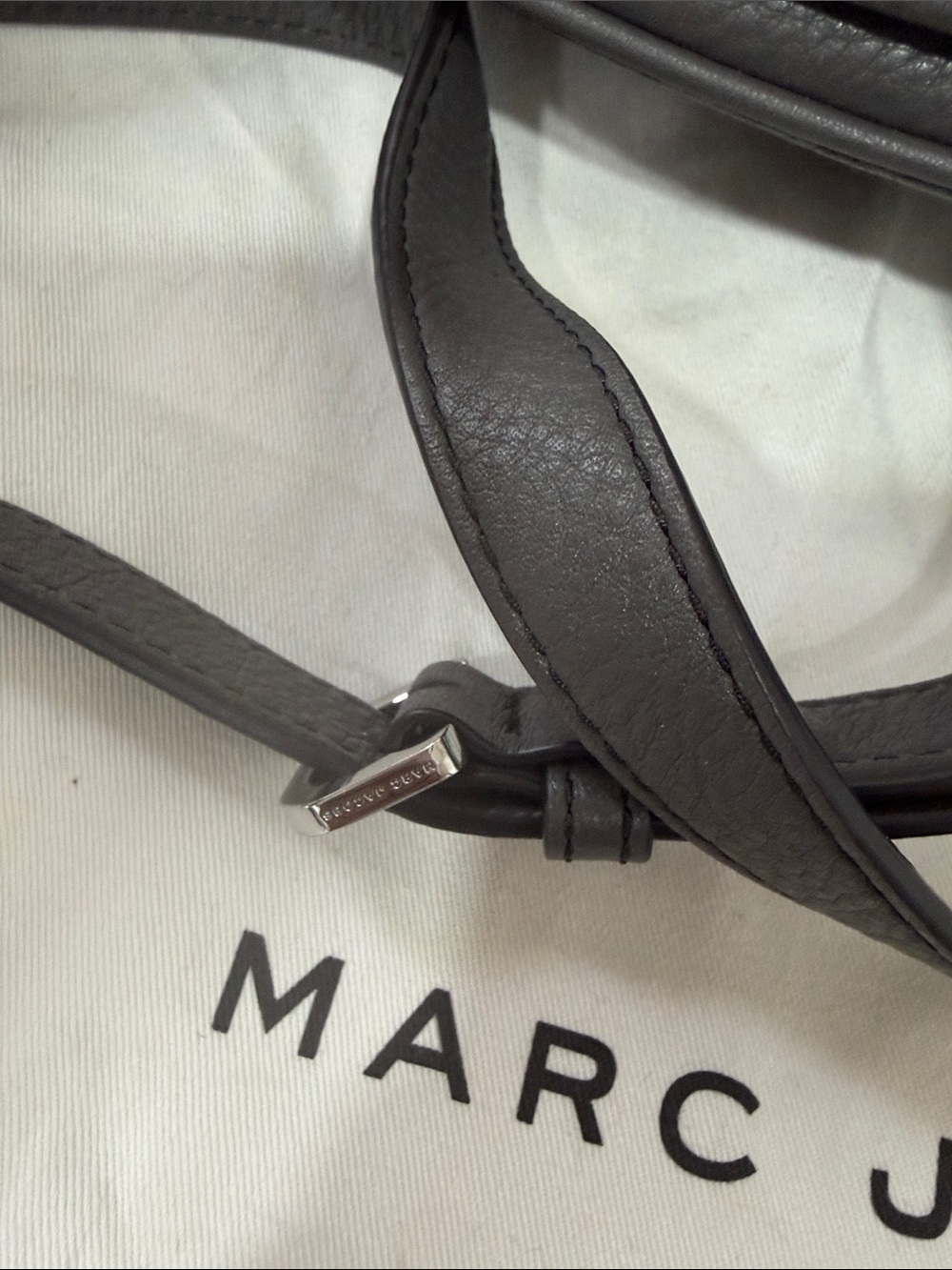 Marc Jacobs Dark Gray Pebbled Leather Saddle Crossbody - Picture 3 of 15